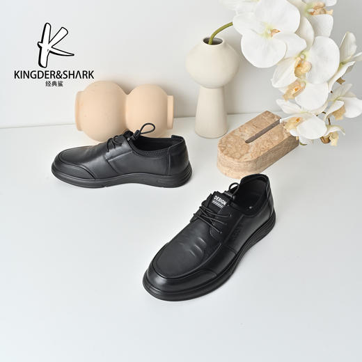 KDS经典鲨2025年秋季专柜新品牛皮革男士黑色平底舒适柔软休闲鞋KW262-533081 商品图0