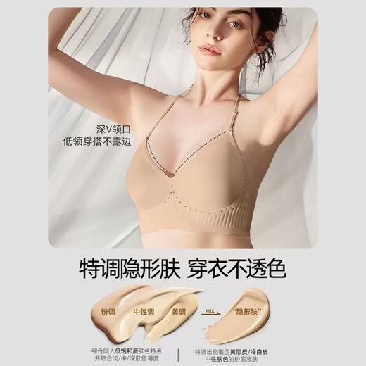 幸棉同款无痕深V挂脖美背粉底液内衣大U背亮闪肩带聚拢细肩带文胸 商品图0
