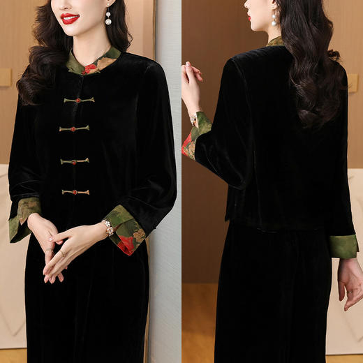 AHM yqwl6955新中式复古印花短外套时尚优雅国风上衣 商品图3