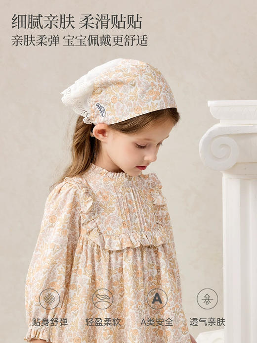 Domiamia 女宝宝梭织蕾丝头巾 0-3岁花边头饰发带 商品图0