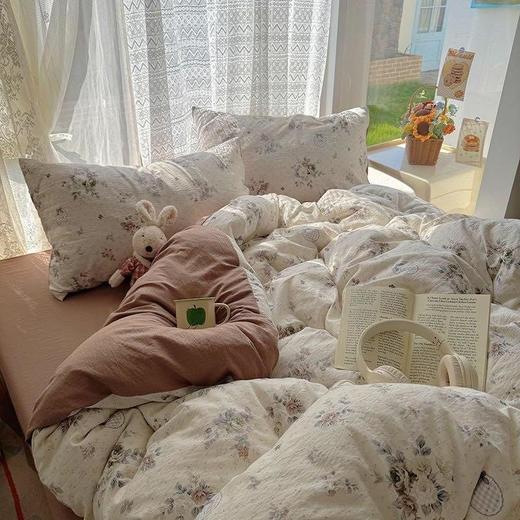 出口级小布袋水洗棉四件套，采用传统古法水洗棉工艺，触感柔软细腻，透气亲肤，四季皆宜 商品图1