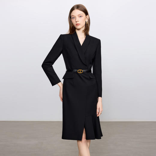 IWY/气质西装连衣裙女收腰显瘦黑色职业装干练通勤正装Q1445 商品图3