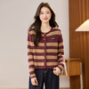 条纹针织衫开衫小香风，圆领毛衣外套长袖二八月外搭CC-108-1516 商品缩略图3