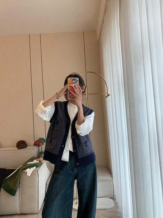 915-6 45R复古针织小马甲 我穿L 五天左右发货 商品图4