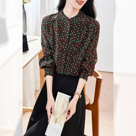 KQ时尚品牌双绉真丝衬衫女长袖2025秋装新款波点桑蚕丝薄款上衣小衫