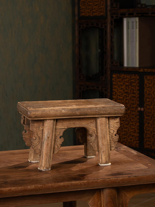 清	榉木夹头榫云纹方凳 商品图1