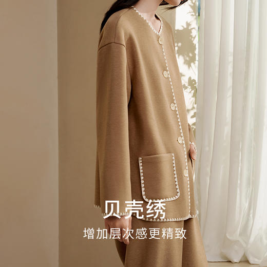金三塔桑蚕丝弹力拉绒衣裤套女圆领舒适宽松透气保暖亲肤家居服 YZFFD202 商品图1