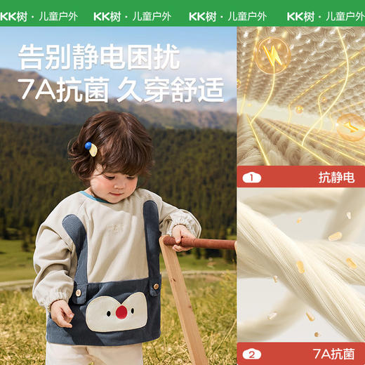 【云优选】KK树宝宝罩衣婴儿吃饭围兜幼儿园男女孩围裙儿童防水防脏2025新款小萌仔背带罩衣 商品图2