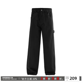 REDCHARCOAL 红炭黑色抽绳直筒伐木休闲裤男新款宽松百搭男士裤子