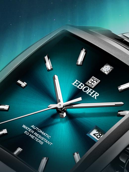 依波手表男全自动机械男表真钻石方表防水男士腕表2301 商品图1