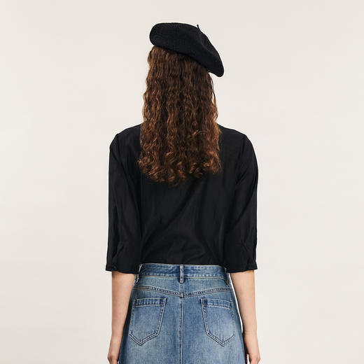 谜底通勤风衬衫七分袖女2024年夏新品百搭设计感H型衬衣242MC0531 商品图2