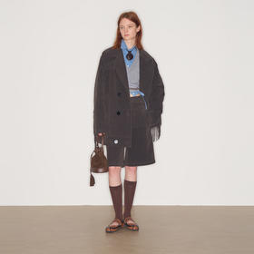 lost in echo2025早秋新款双排扣休闲流苏仿麂皮西装外套直筒中裤