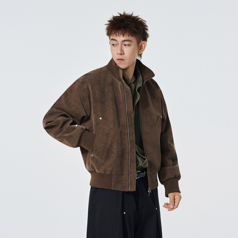 美拉德风机车风情侣超纤面料防污外套 男女同款