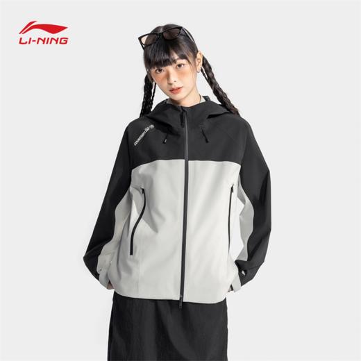 【肖战同款】李宁户外CF溯｜万龙甲冲锋衣黑龘男女同款反光防泼水防风宽松单层冲锋衣AEMV033 商品图3