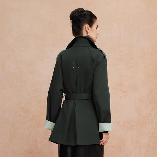 QG001斯尔丽25新款经典复古时尚慵懒风不压个子一手长廓形小个子风衣 商品图6