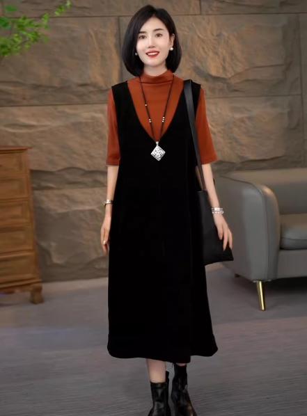 宽松遮肚高级感，灯芯绒背心裙套装LJX-875 商品图1