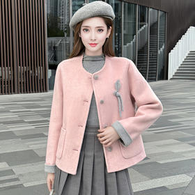 QYM 5958-Y双面毛呢外套时尚单排扣休闲上衣