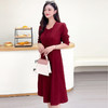 QYM 1125X21-Y时尚连衣裙木耳拼结假两件红色长袖裙 商品缩略图2