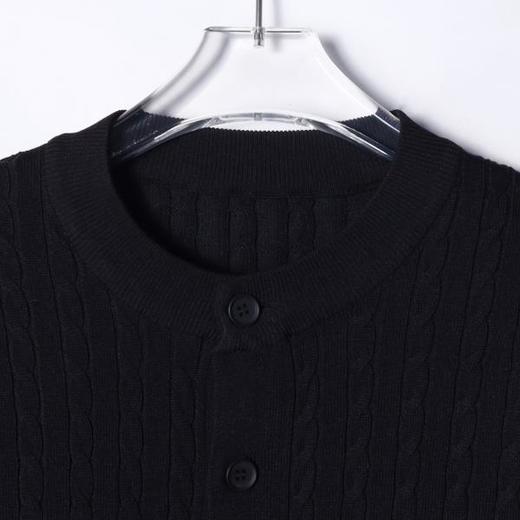 46764SDSA男士秋冬新款痞帅男装极简风短款纽花圆领针织衫百搭开衫毛衣 商品图1