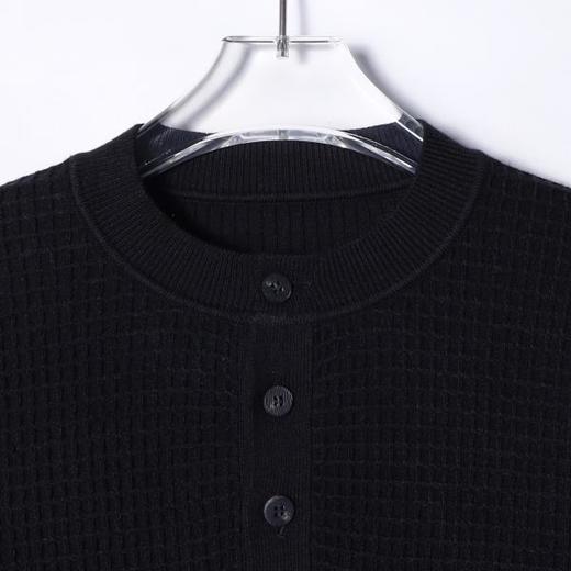 2001SDSA男士秋冬新款痞帅男装复古纯色格子半纽扣针织衫百搭宽松毛衣 商品图2