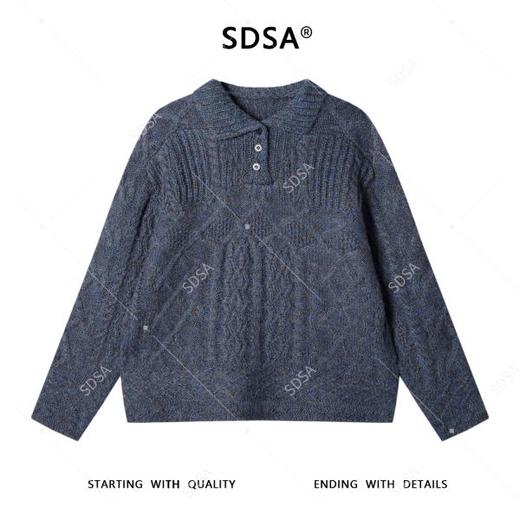 9925SDSA男士秋冬新款痞帅男装复古纽花polo领针织衫慵懒风百搭毛衣 商品图1