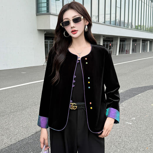 QYM 5960-Y新中式短款休闲外套国风复古上衣 商品图0