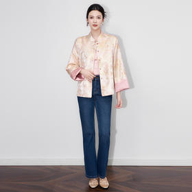 「高货wl」全新升级【铂金会员339/天猫459/差价120】(93717)洛诗琳瑞彩琼纹金线提花外套2025秋季国风两面穿上衣女