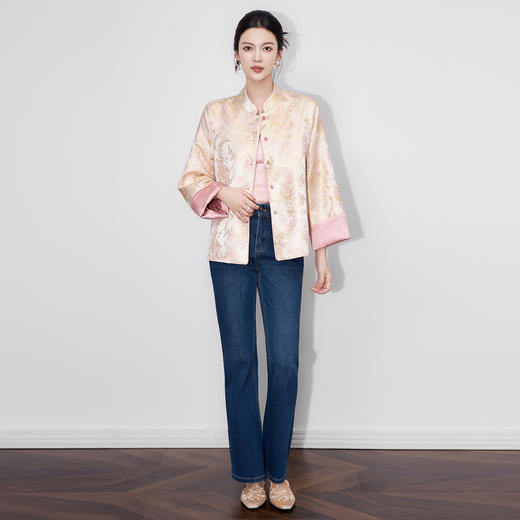 「高货wl」全新升级【铂金会员339/天猫459/差价120】(93717)洛诗琳瑞彩琼纹金线提花外套2025秋季国风两面穿上衣女 商品图0