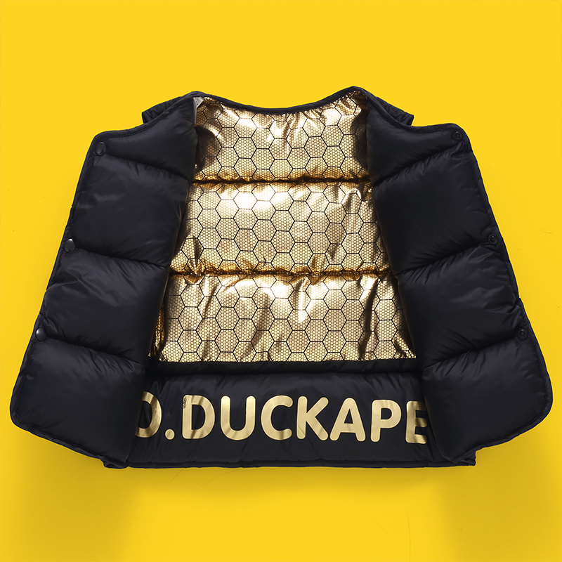 【39元/2件】小黄鸭儿童黑金自发热保暖卡通印花棉马甲内穿外搭棉坎肩80-140