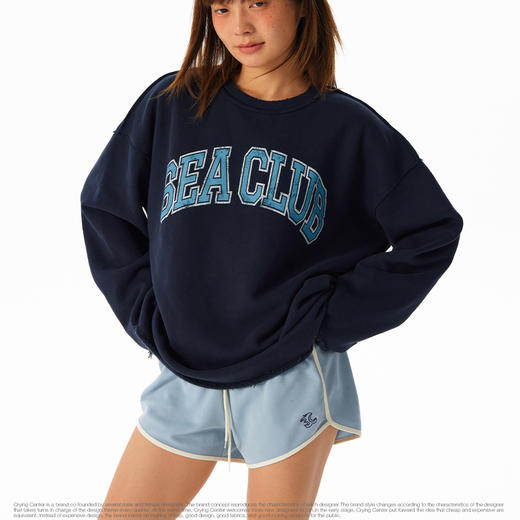 CryingCenter学院风软糯蓬松复古字翻转毛边卫衣 海组 SEA CLUB 商品图4