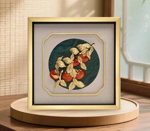 【彼达思】精装新款事事如意 富贵吉祥 金箔画绿底金框轻奢商务送礼家家居摆件挂件 商品图1