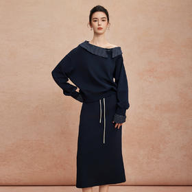 QG102斯尔丽25新款休闲时尚不费心机的套装搭配廓形上衣直筒裙减龄套装