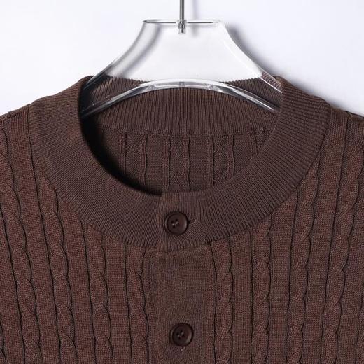 46764SDSA男士秋冬新款痞帅男装极简风短款纽花圆领针织衫百搭开衫毛衣 商品图1