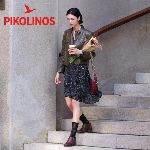 【云粉节】BF楼Pikolinos派高雁秋季擦色牛皮深口侧拉链中粗跟通勤单鞋PL252714.吊牌价2580. 商品图3