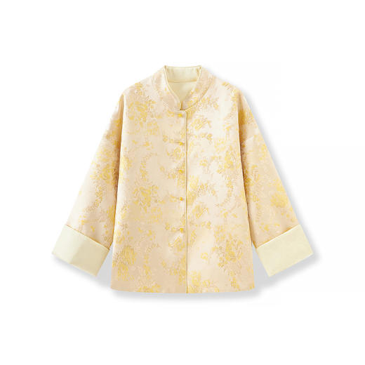 「高货wl」全新升级【铂金会员339/天猫459/差价120】(93717)洛诗琳瑞彩琼纹金线提花外套2025秋季国风两面穿上衣女 商品图4