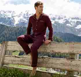 【经典棉莫套装】SCHIESSER德国舒雅男士翻领经典款棉加莫代尔中型厚度长袖长裤秋初冬套装35/26173H