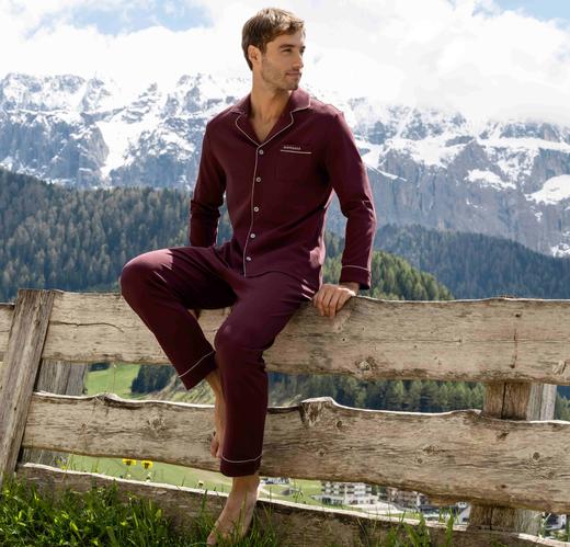 【经典棉莫套装】SCHIESSER德国舒雅男士翻领经典款棉加莫代尔中型厚度长袖长裤秋初冬套装35/26173H 商品图0