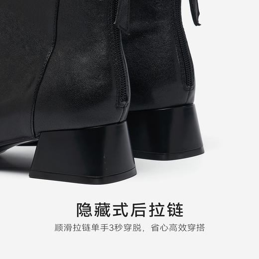 【绒里可选】星期六简约素面百搭粗跟短靴SSD4116177/SSD4118177 商品图8