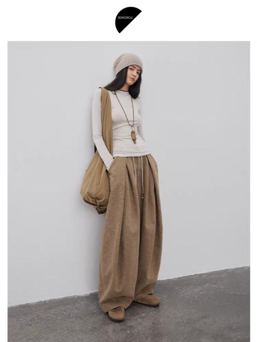 半圆/D58131069/中腰宽松休闲阔腿弯刀裤 商品图3