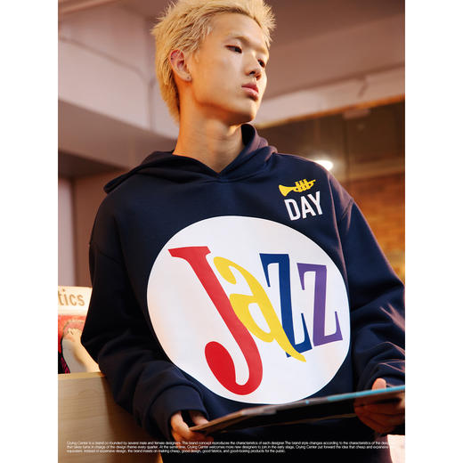CryingCenterJazzDay碟片印花空气感廓形戴帽卫衣 哭喊中心 商品图3