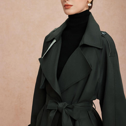 QG001斯尔丽25新款经典复古时尚慵懒风不压个子一手长廓形小个子风衣 商品图9