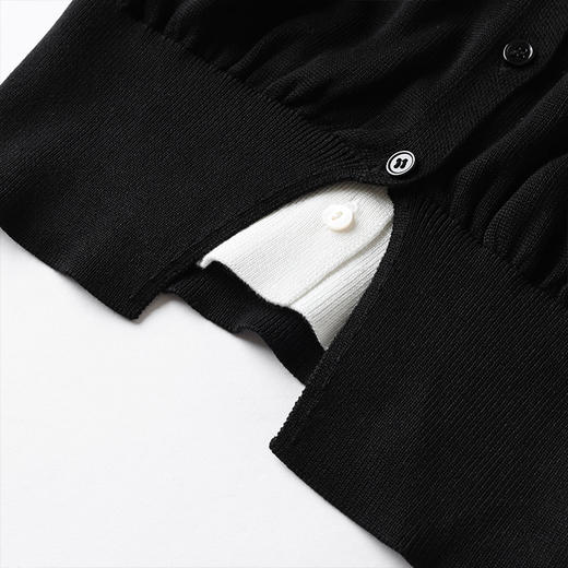 丁摩新款撞色拼接v领针织开衫女小香风气质减龄显瘦上衣5ZF-00378 商品图3