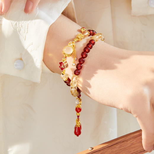 【故宫饰品】五福手串黄塔晶石榴石手链博物馆文创新婚生日礼物女生 商品图3