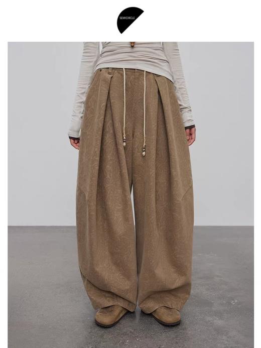 半圆/D58131069/中腰宽松休闲阔腿弯刀裤 商品图0