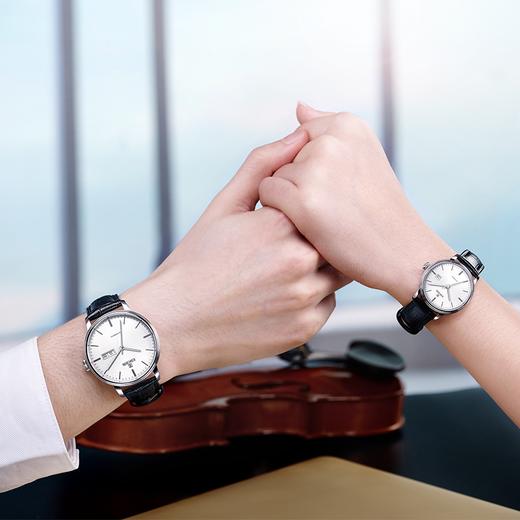 依波表手表EBOHR情侣款男表女表机械表腕表防水皮带日历3617 商品图2