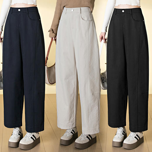 HSS 3059休闲哪吒裤松紧后腰宽松遮肉小个子弯刀裤 商品图1