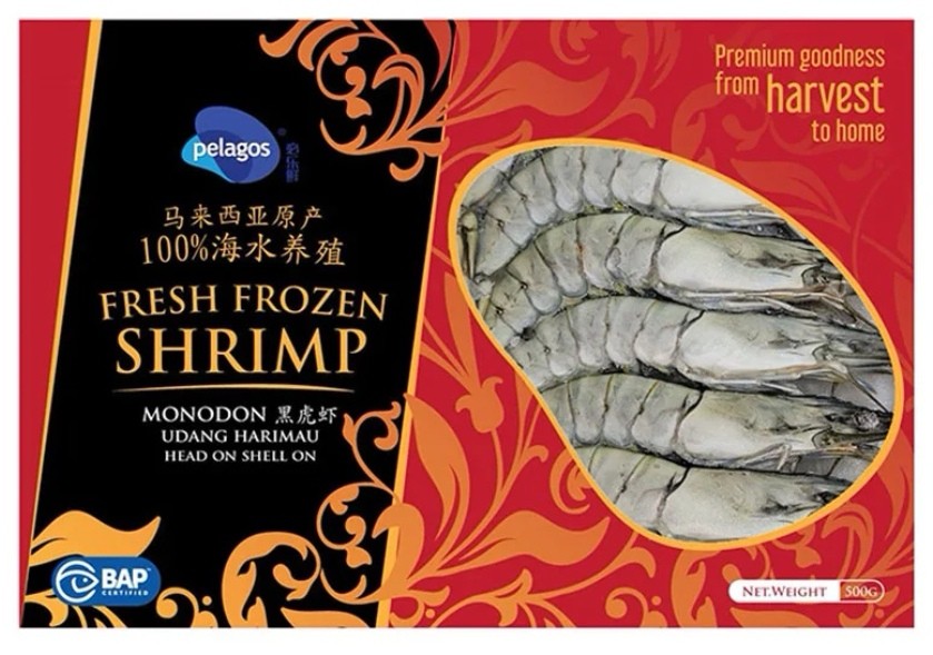 必乐鲜马来西亚黑虎虾 500g/12条