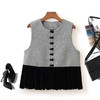 雀说新中式国风撞色毛呢马夹新款拼接荷叶边金丝绒马甲背心AL 商品缩略图0