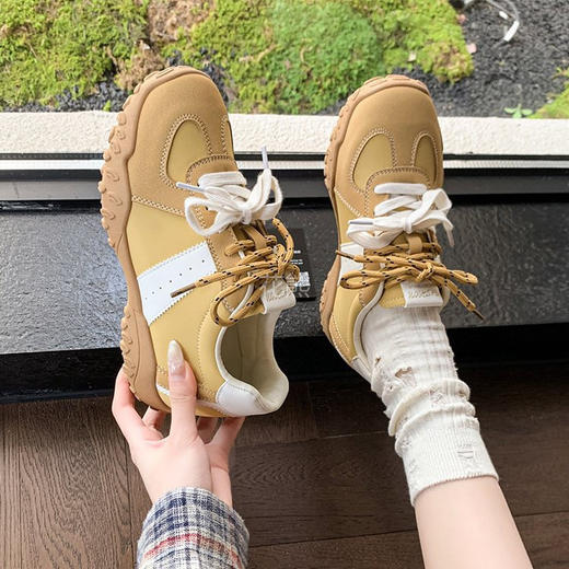 【SKUWXSRQ圆头系带运动老爹鞋】长腿制造机，7cm内加高!!5cm内增鞋垫+2cm鞋跟，隐形无感“长高”修正肉感线条，显腿又细又直又长~~Q弹软糯脚感，好走不累脚 商品图5