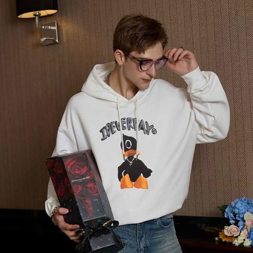 IDEVERRAY发泡小黑鸭连帽卫衣男宽松国潮上衣外套情侣装纯棉秋装 商品图1